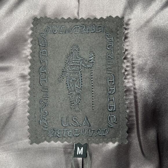 My Tribe Gray‎ Leather Asymmetrical Hem Peplum 3/4 Sleeve Zip Jacket Medium - Picture 3 of 9